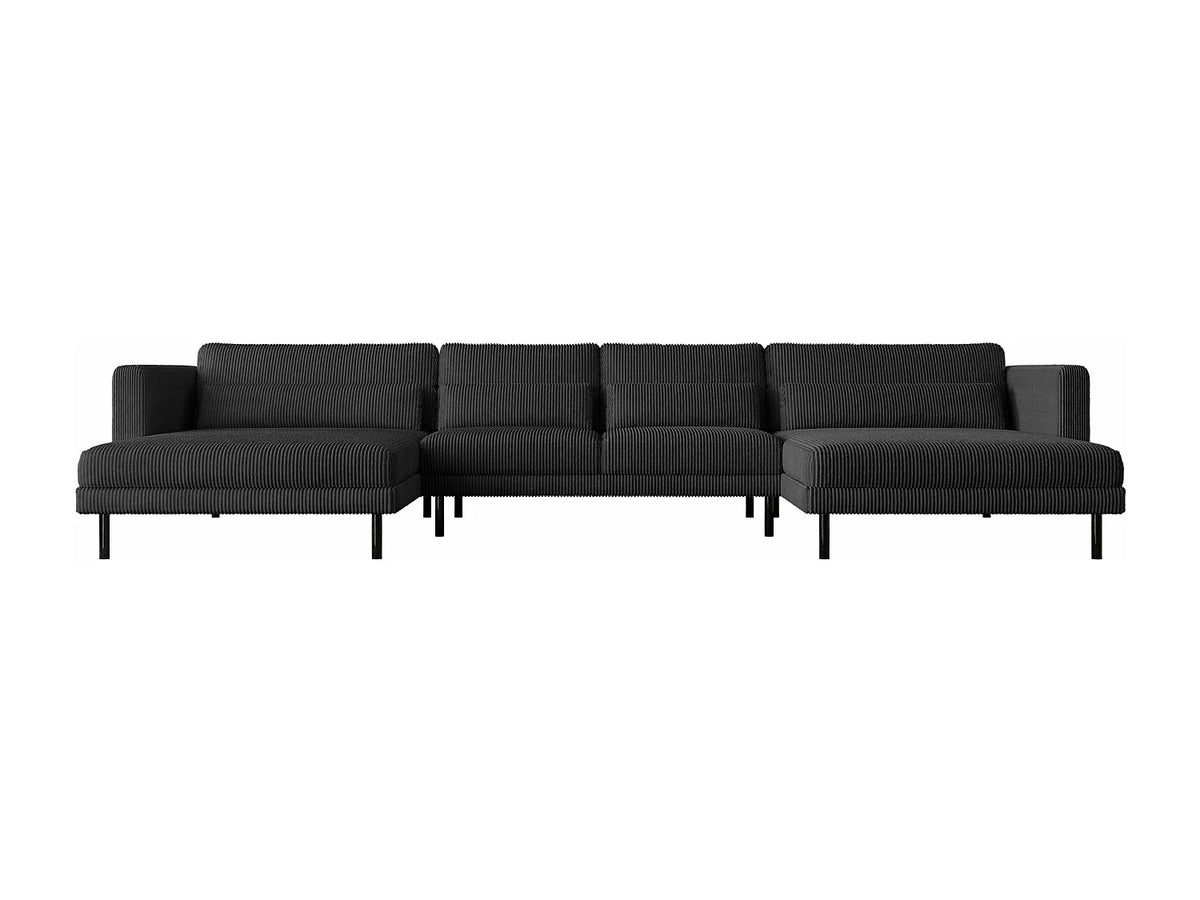 Canapé Panoramique d'Angle XXL en Tissu Noir 5 Places - DANI