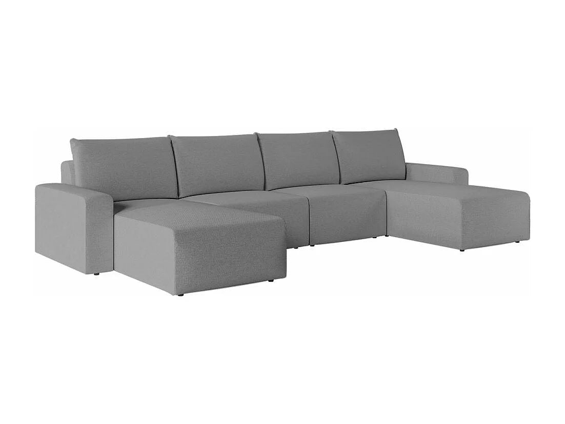 Canapé Panoramique d'Angle XXL en Tissu Gris 6 Places - ROMANE