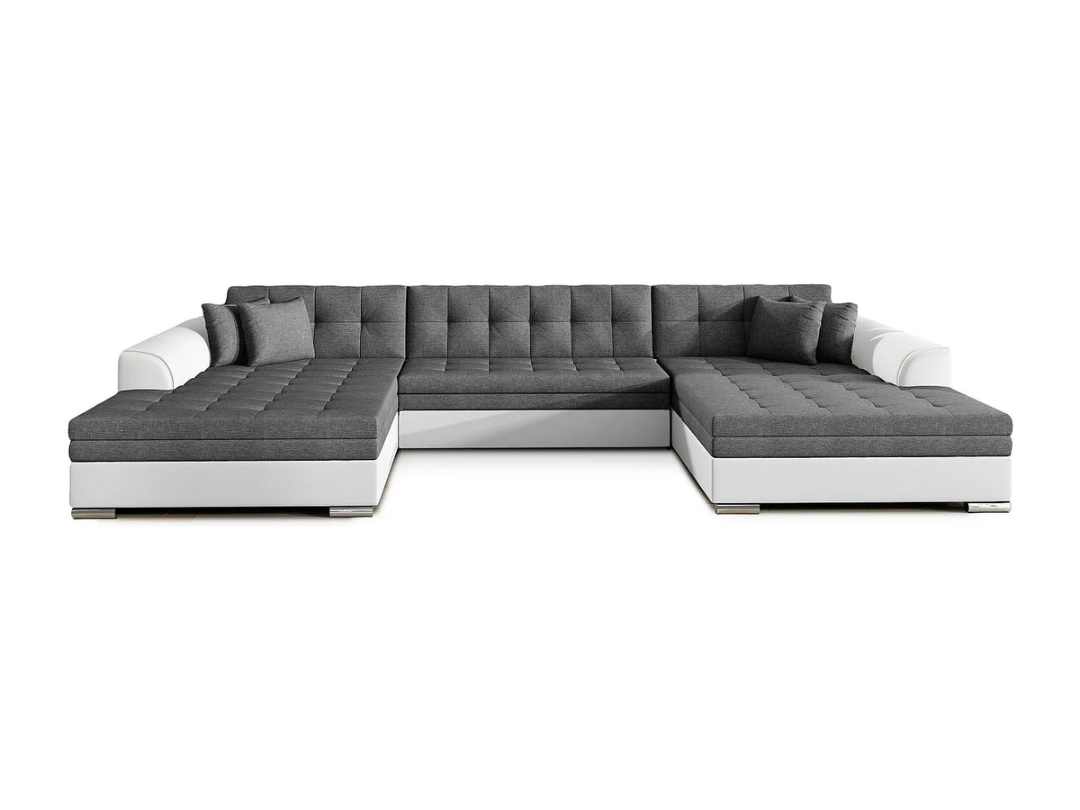 Canapé Panoramique d'Angle XXL Convertible en Tissu Multicolore 6 Places - VIRA