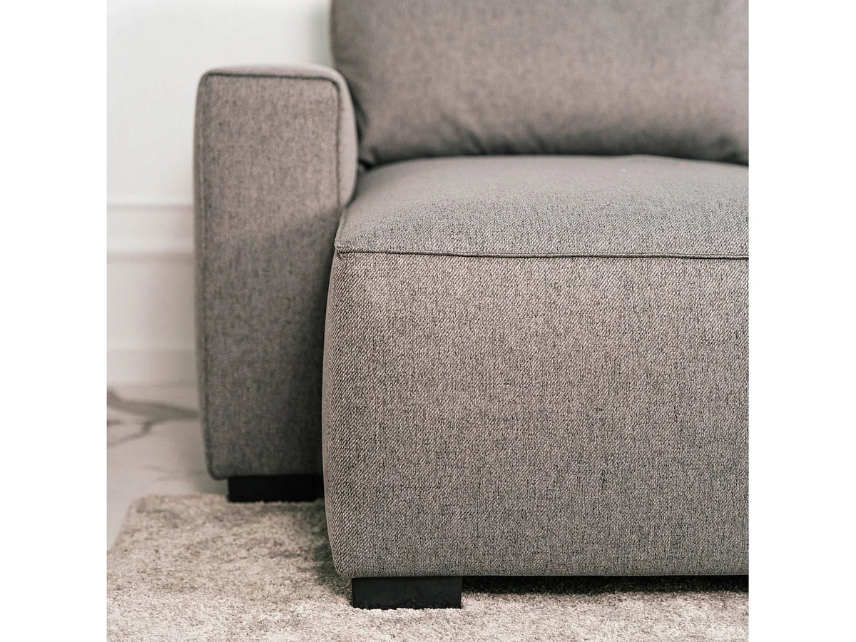 Canapé Panoramique d'Angle Convertible en Tissu Gris 5 Places - JORDAN