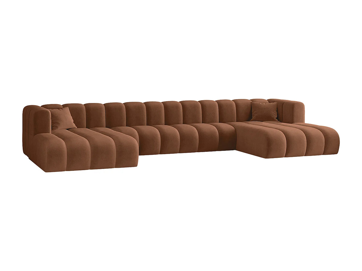 Canapé Panoramique d'Angle XXL Modulable en Tissu Marron - KAISER MÖBEL