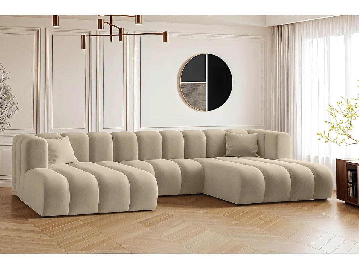 Canapé Panoramique d'Angle en Tissu Beige - TALAMO ITALIA