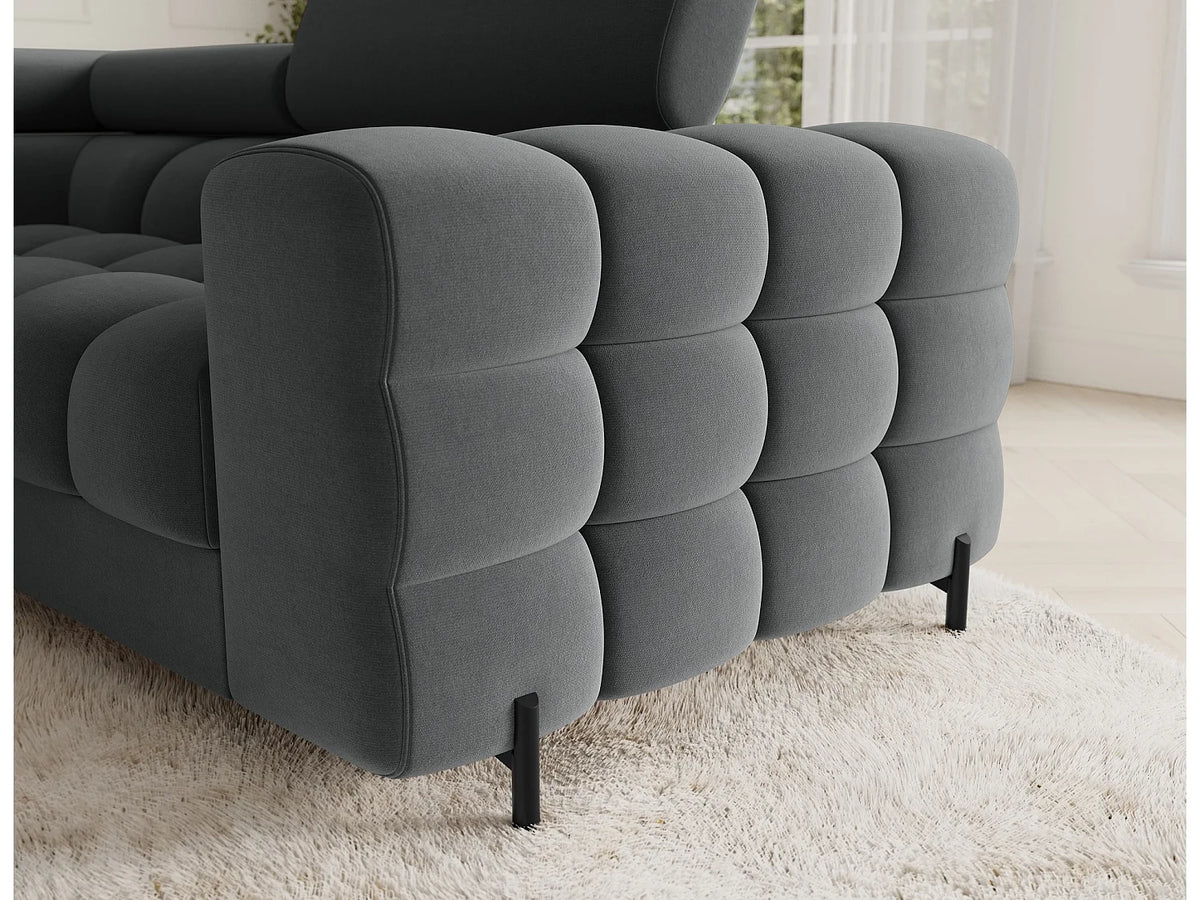 Canapé Panoramique d'Angle Convertible avec Coffre en Tissu Gris 5 Places - BRASILIA