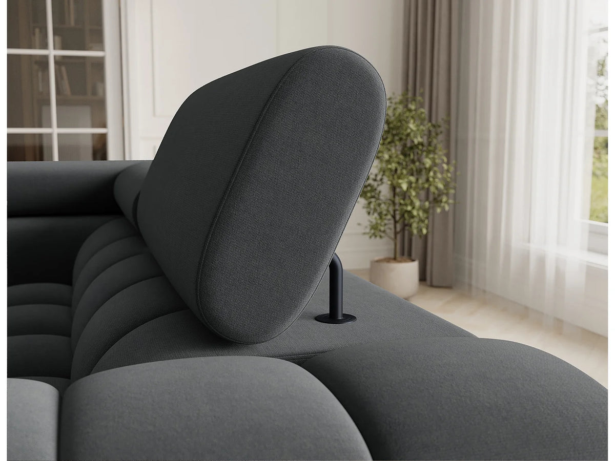 Canapé Panoramique d'Angle Convertible avec Coffre en Tissu Gris 5 Places - BRASILIA