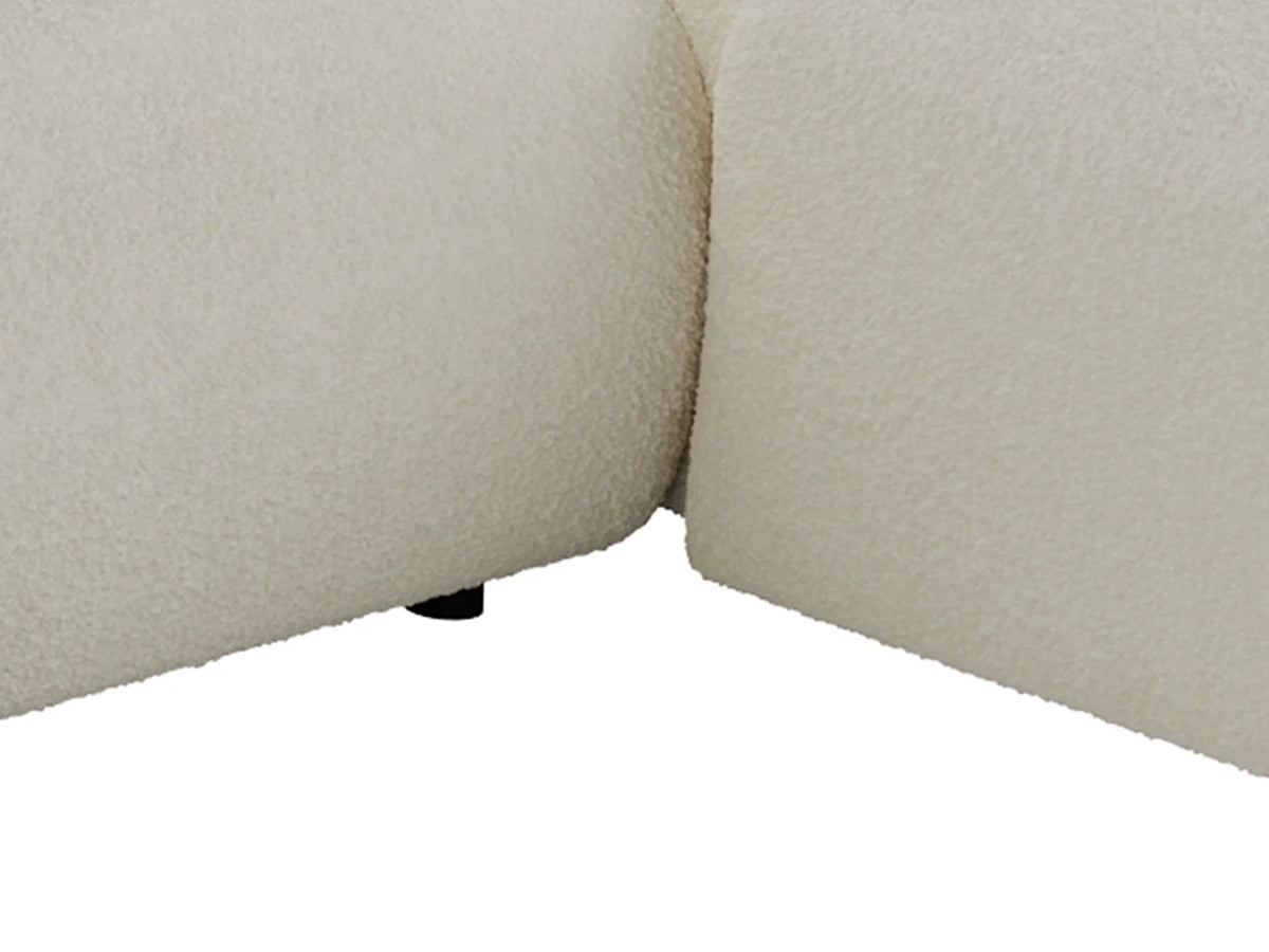 Canapé Panoramique d'Angle XXL en Bouclette Blanc - POGNI
