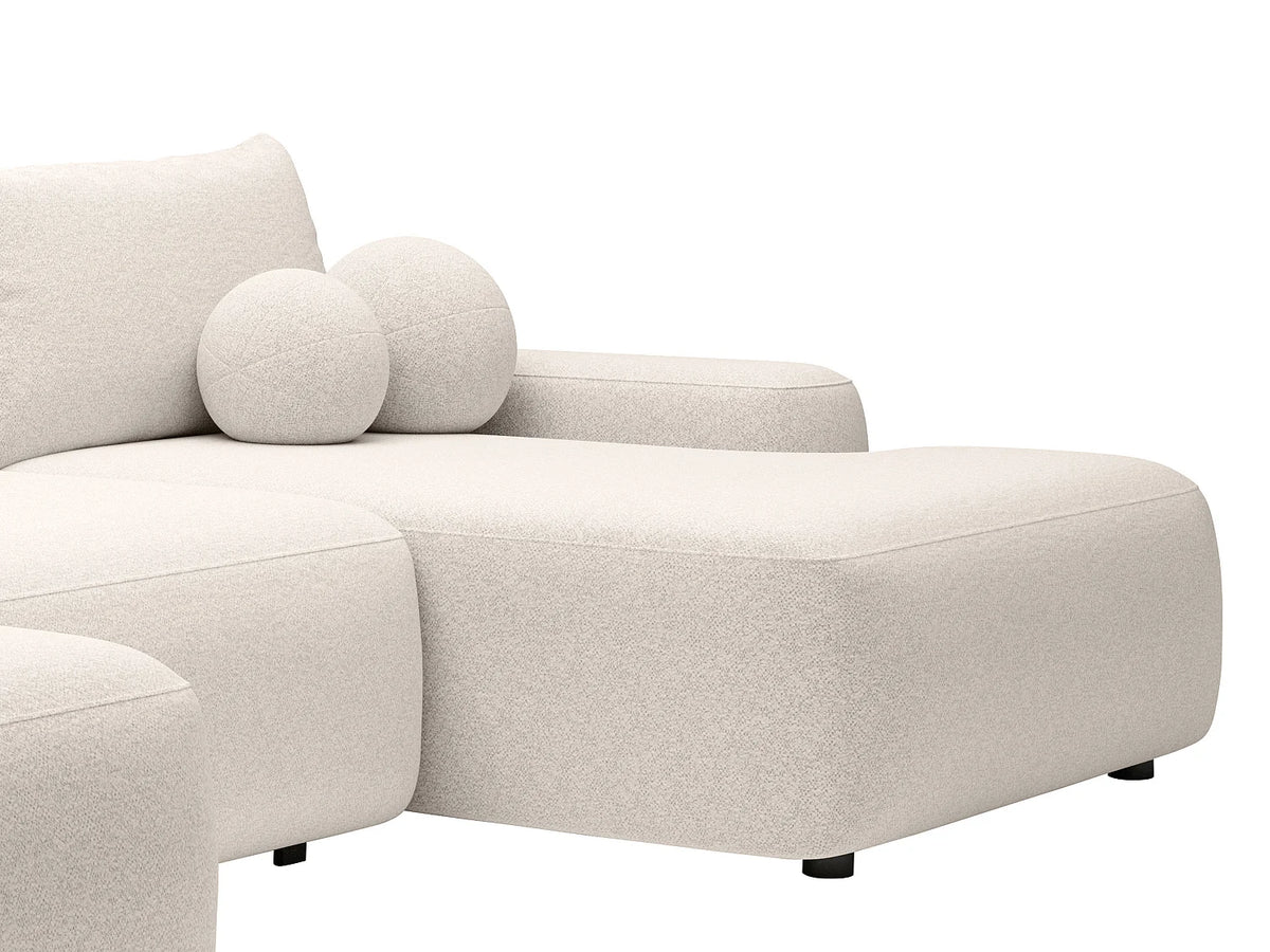 Canapé Panoramique d'Angle XXL Convertible en Tissu Crème - DAVISO