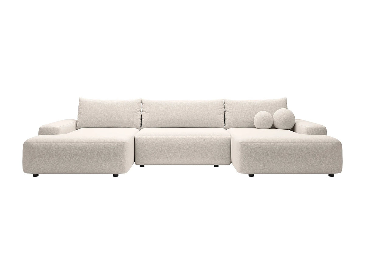 Canapé Panoramique d'Angle XXL Convertible en Tissu Crème - DAVISO