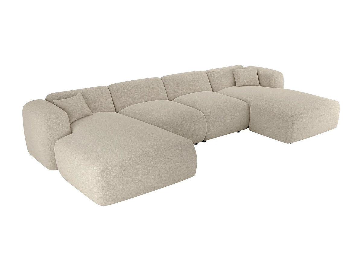 Canapé Panoramique d'Angle XXL en Tissu Beige - POGNI