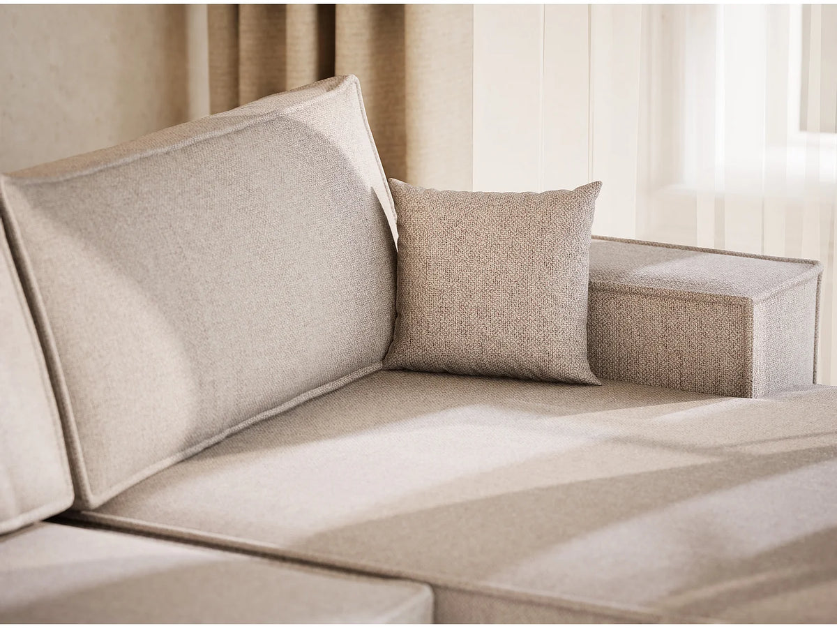 Canapé Panoramique d'Angle XXL Convertible en Tissu Beige 6 Places - KYOTO