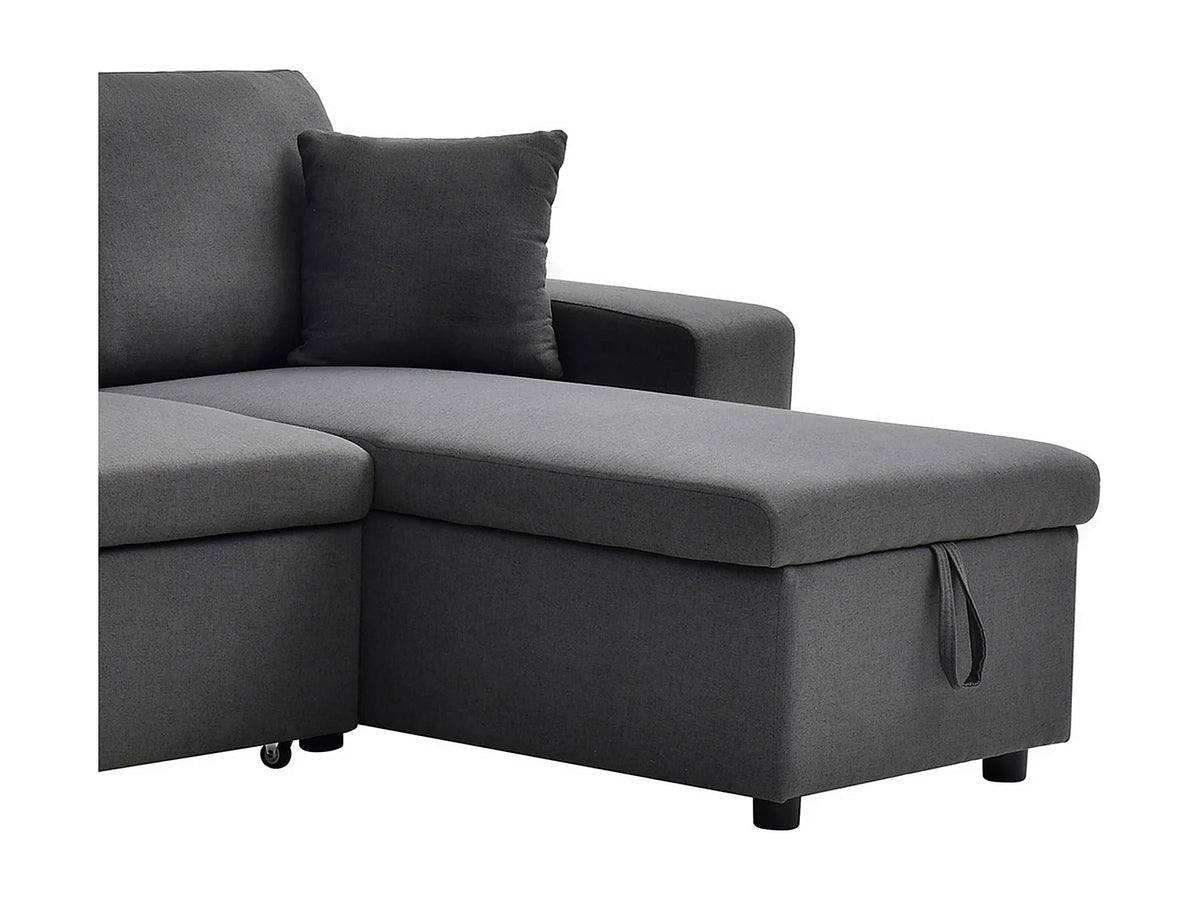 Canapé Panoramique d'Angle Convertible en Tissu Gris anthracite - SELIM