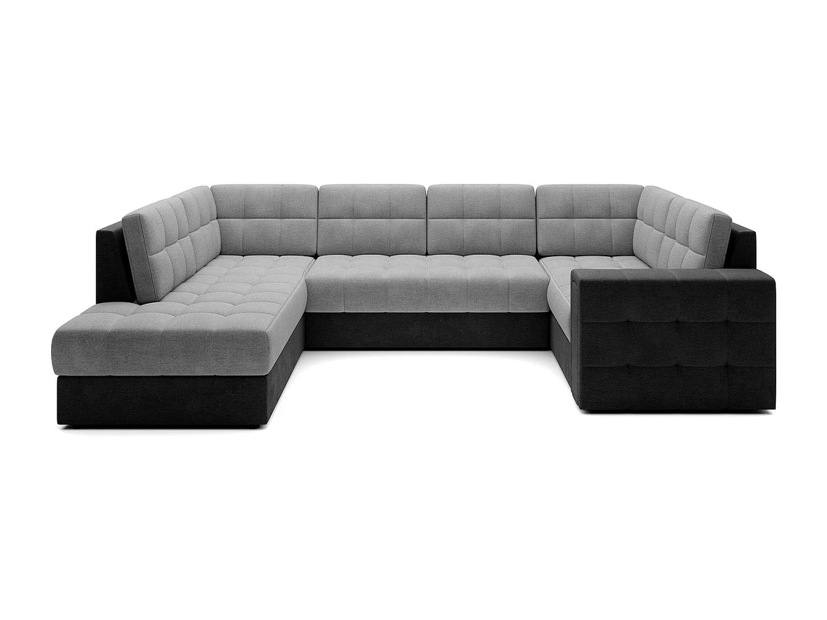 Canapé Panoramique d'Angle Convertible avec Coffre en Velours Gris anthracite / Gris 5 Places - BLOOM