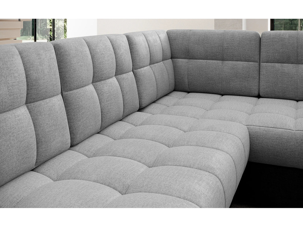 Canapé Panoramique d'Angle Convertible avec Coffre en Velours Gris anthracite / Gris 5 Places - BLOOM