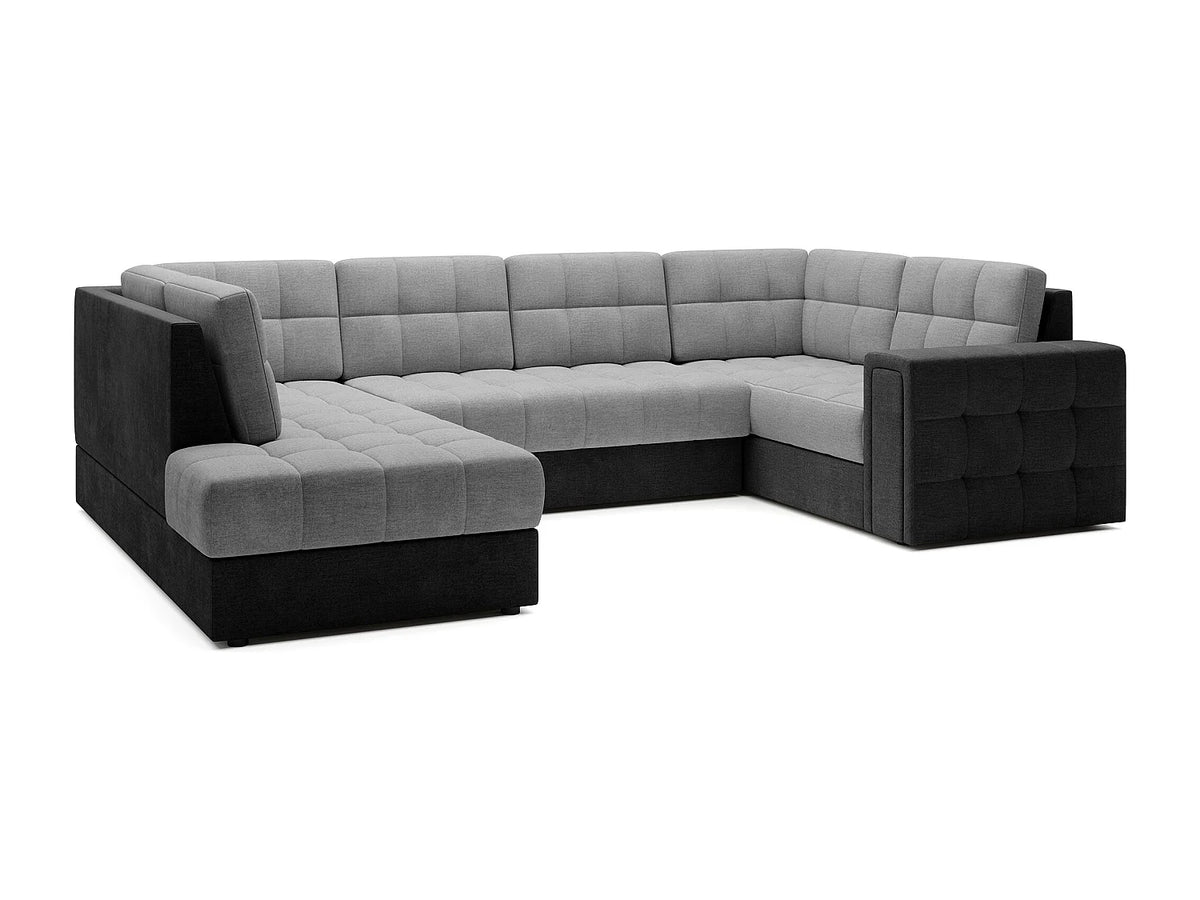 Canapé Panoramique d'Angle Convertible avec Coffre en Velours Gris anthracite / Gris 5 Places - BLOOM