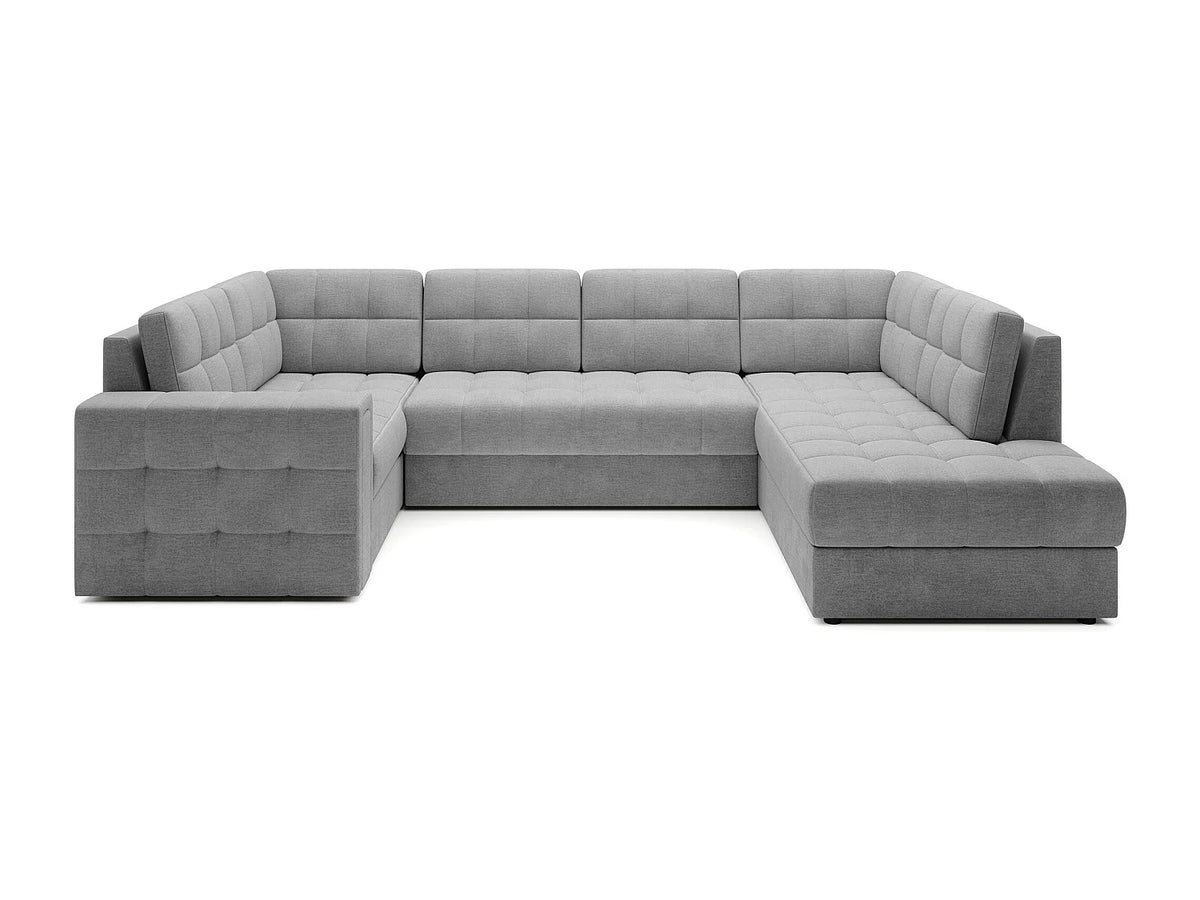 Canapé Panoramique d'Angle Convertible avec Coffre en Velours Gris anthracite / Gris 5 Places - BLOOM