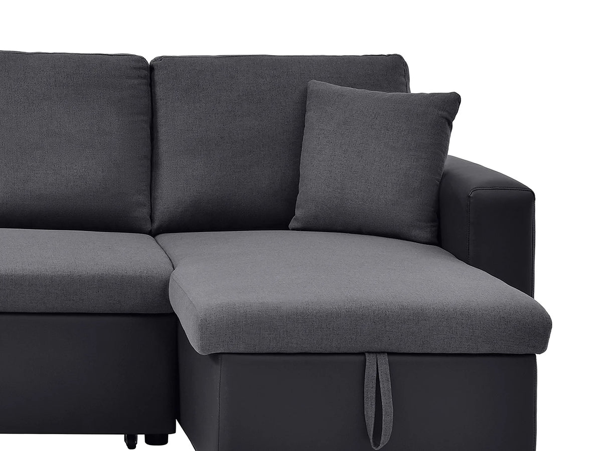 Canapé Panoramique d'Angle Convertible Noir / Gris anthracite - GAZUR