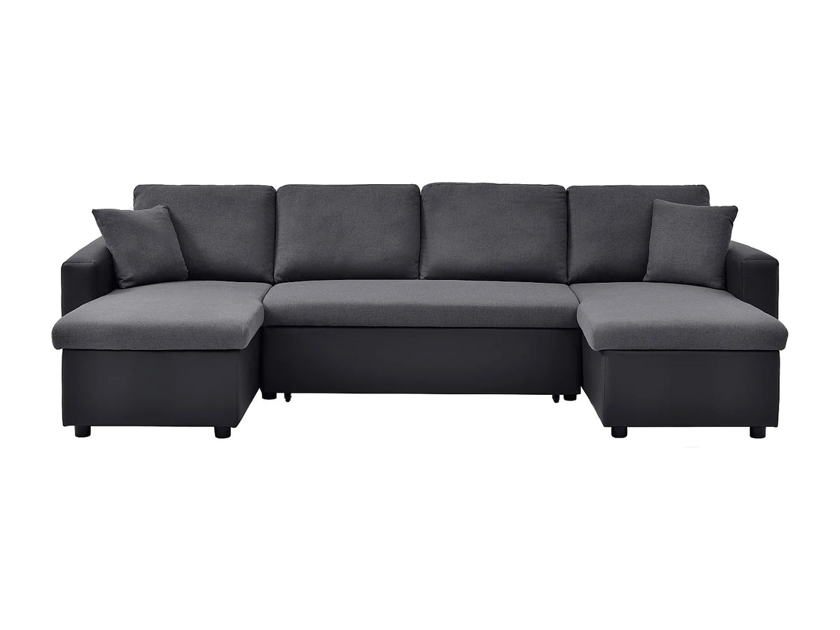 Canapé Panoramique d'Angle Convertible Noir / Gris anthracite - GAZUR