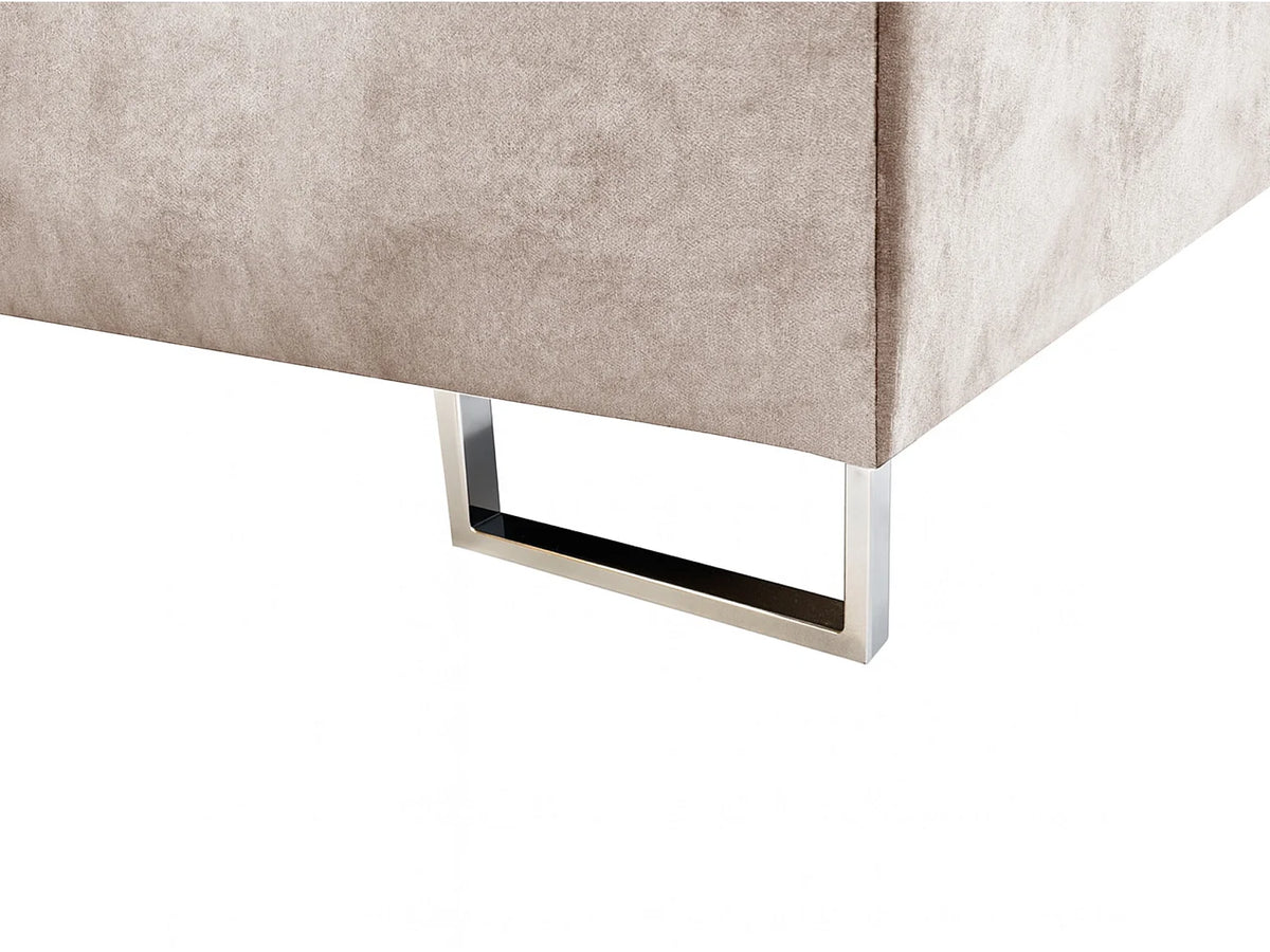 Canapé Panoramique d'Angle Convertible en Velours Taupe 6 Places - FALIO