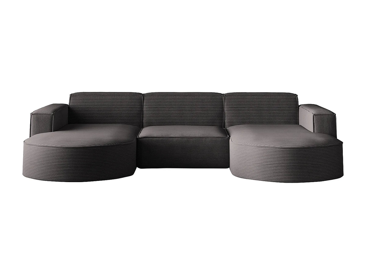 Canapé Panoramique d'Angle en Tissu Gris anthracite 5 Places - PARMA