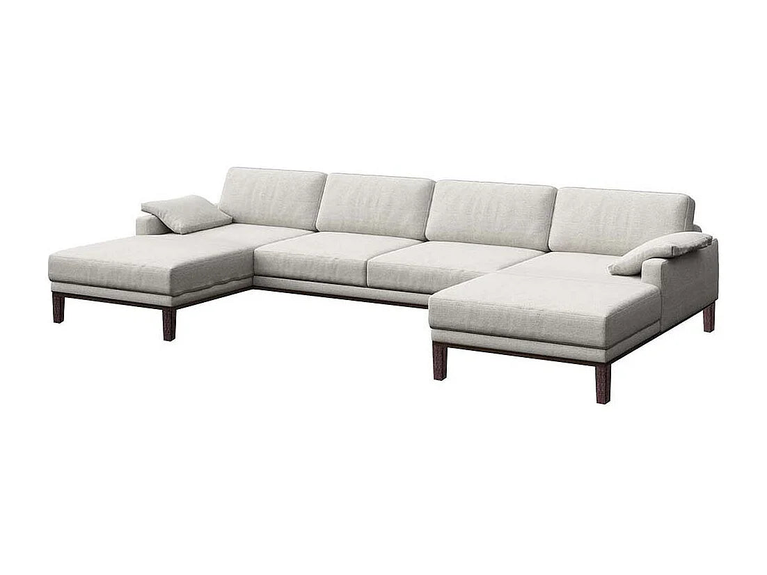 Canapé Panoramique d'Angle en Tissu Gris 5 Places - MESONICA (Réf. 3119)