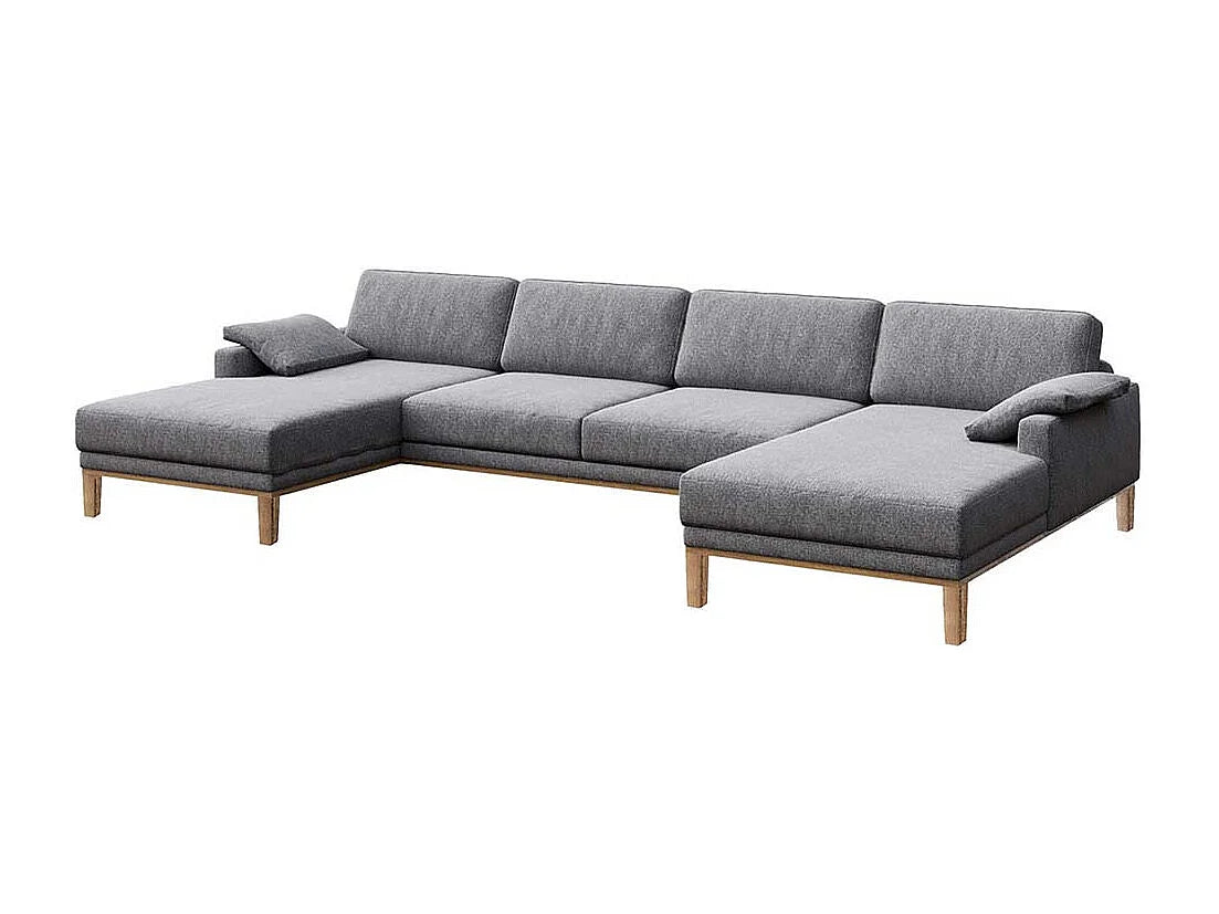 Canapé Panoramique d'Angle en Tissu Gris 5 Places - MESONICA (Réf. 3213)