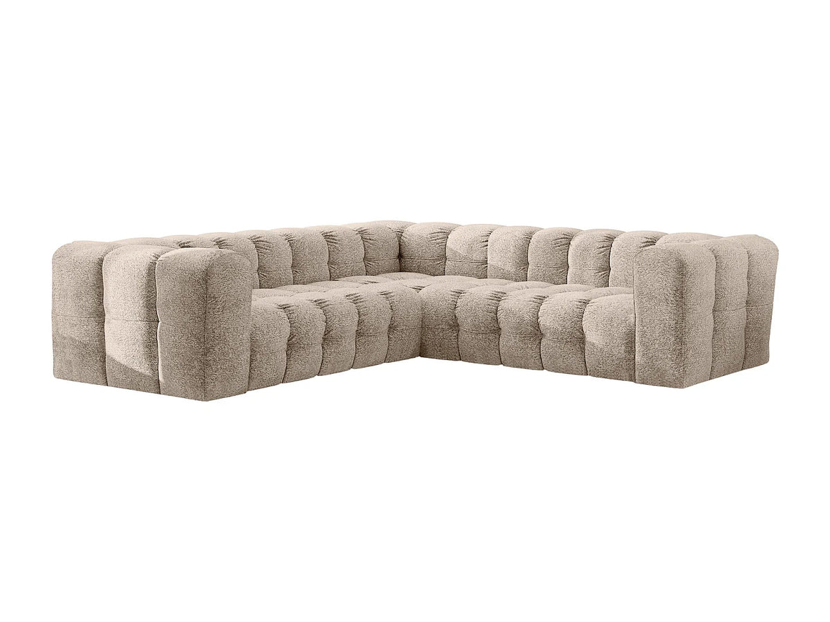 Canapé Panoramique d'Angle en Chenille Beige 6 Places - BALOO