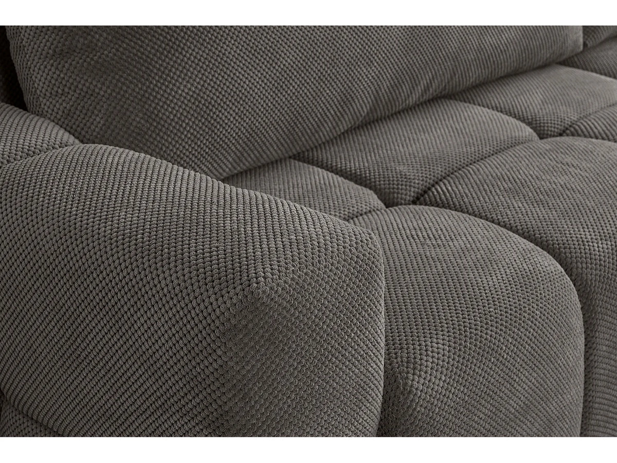Canapé Panoramique d'Angle en Bouclette Gris anthracite 5 Places - FUMO