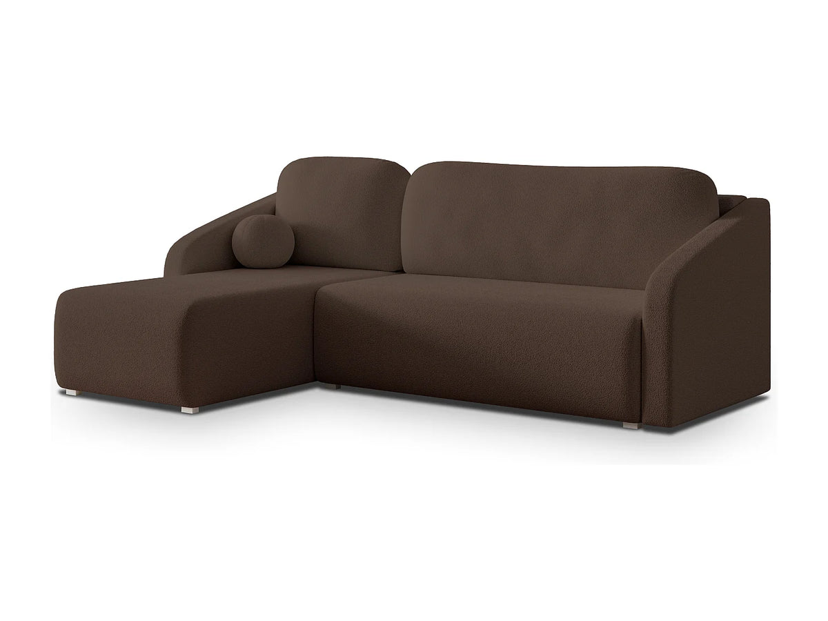 Canapé Panoramique d'Angle Convertible en Tissu Marron 3 Places - MARELLO