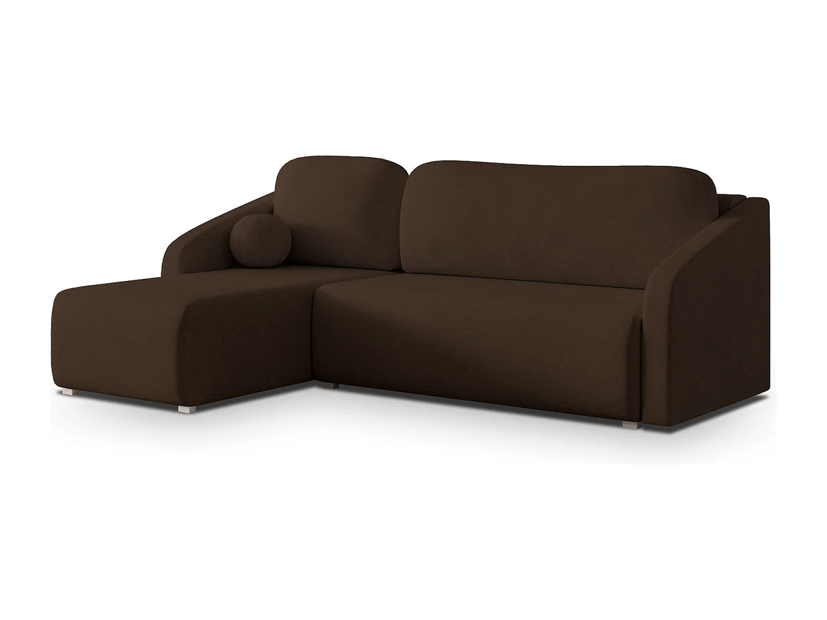 Canapé Panoramique d'Angle Convertible en Tissu Marron Chocolat 3 Places - MARELLO