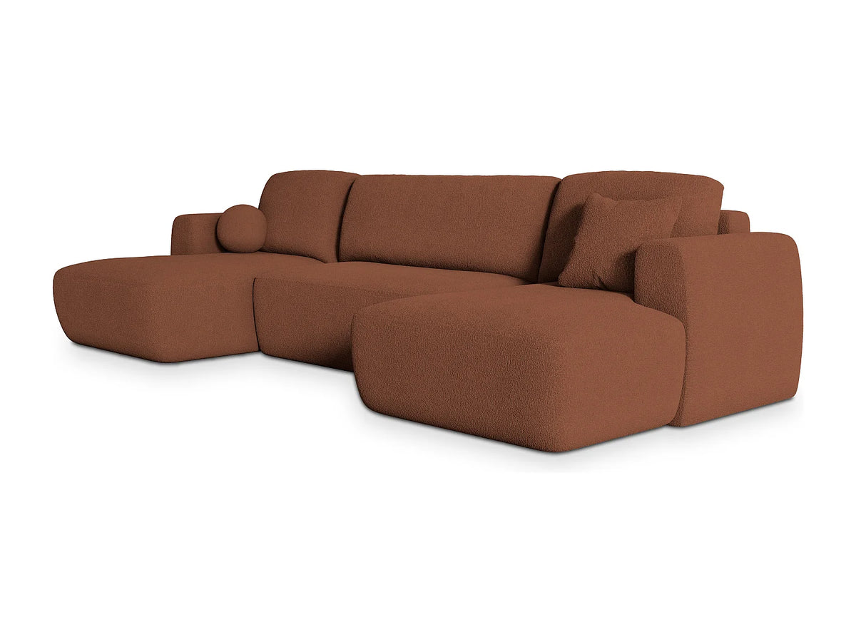 Canapé Panoramique d'Angle en Tissu Terracotta - SENTUM