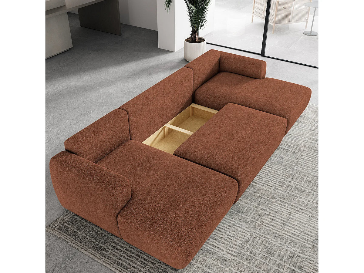 Canapé Panoramique d'Angle en Tissu Terracotta - SENTUM