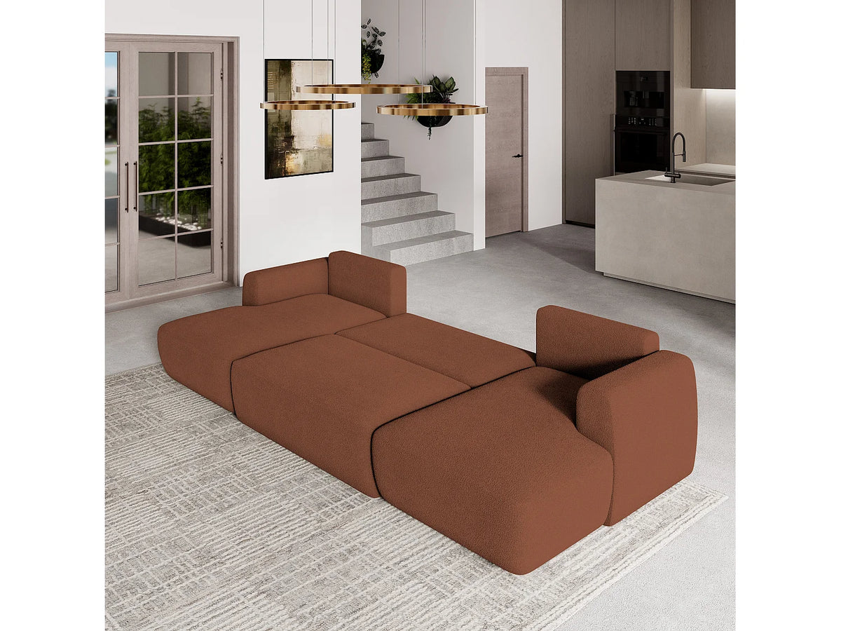 Canapé Panoramique d'Angle en Tissu Terracotta - SENTUM