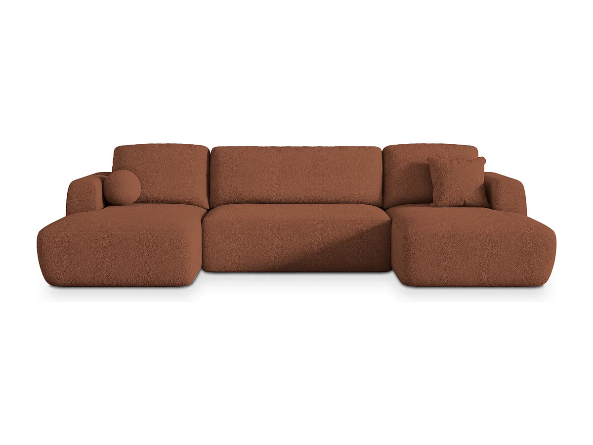 Canapé Panoramique d'Angle en Tissu Terracotta - SENTUM