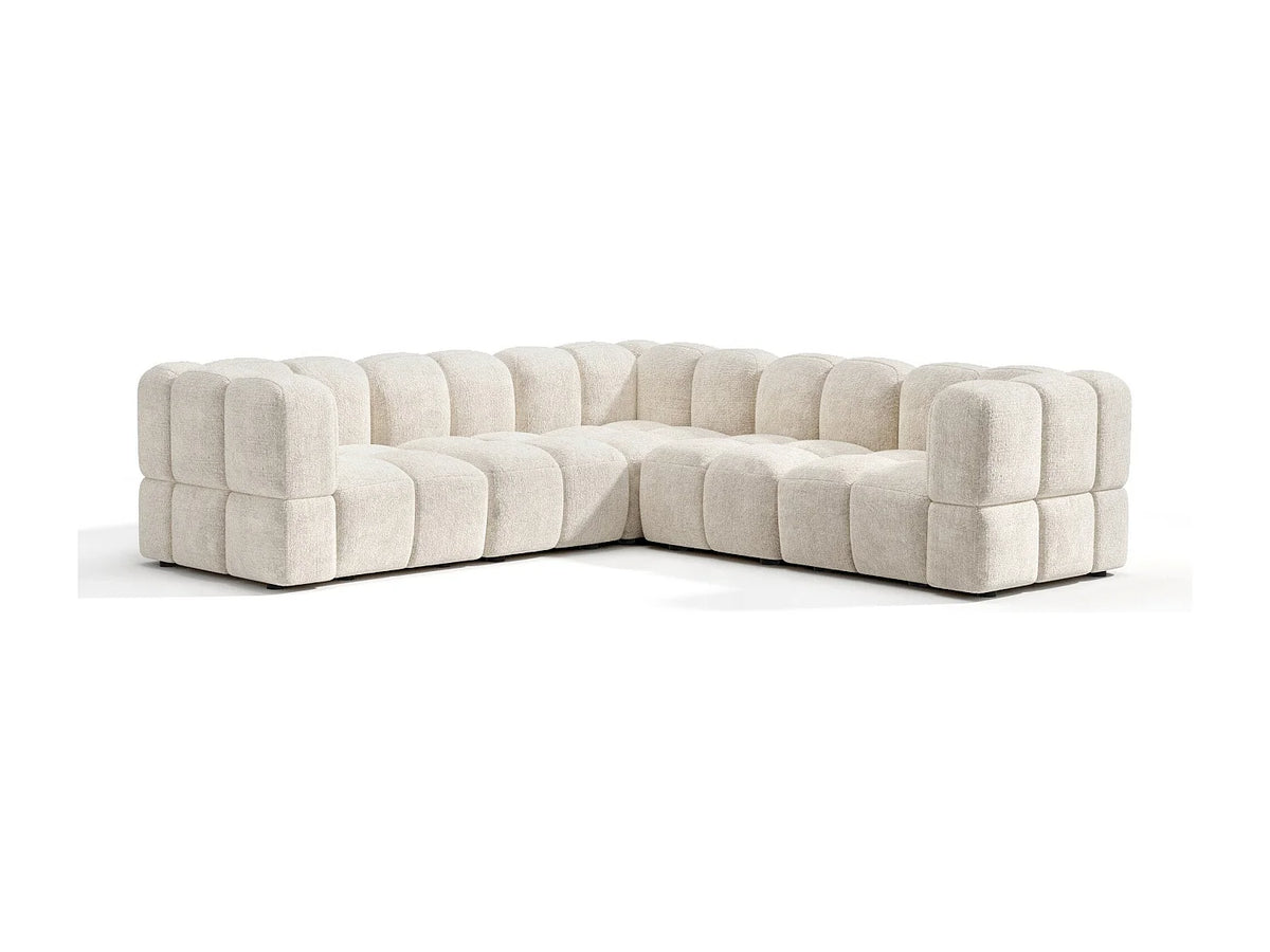 Canapé Panoramique d'Angle XXL Modulable en Velours Crème 8 Places - NUBI