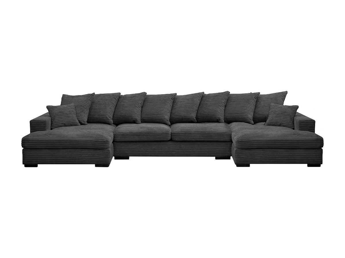 Canapé Panoramique d'Angle XXL Convertible avec Coffre en Tissu Gris anthracite 7 Places - BEST