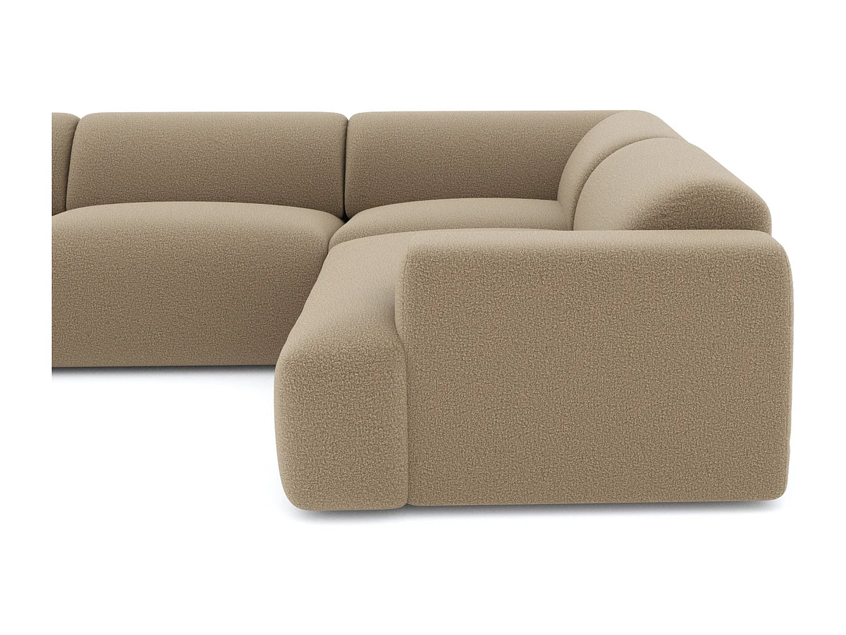 Canapé Panoramique d'Angle Gauche XXL en Bouclette Taupe 6 Places - SIA HOME