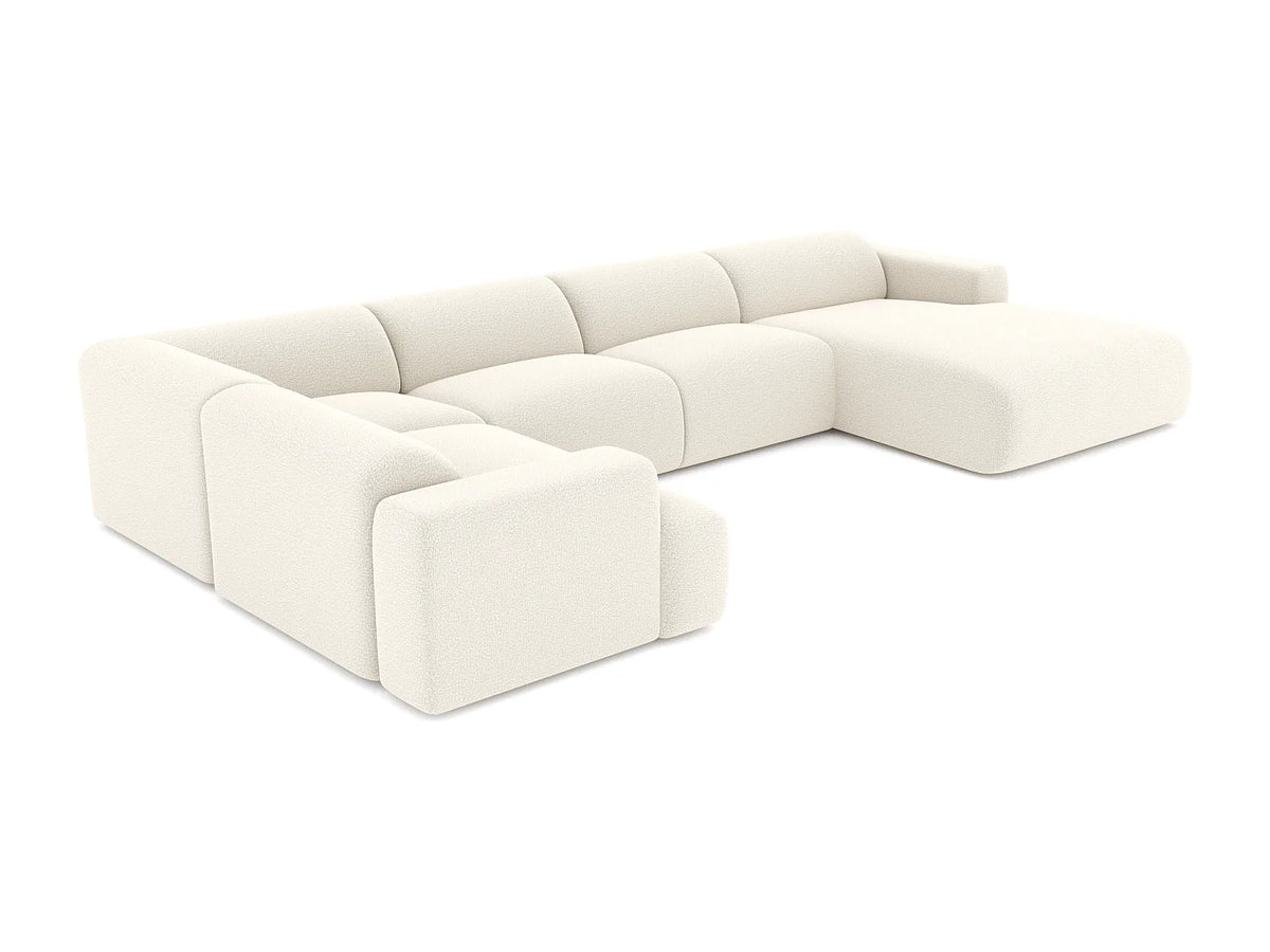 Canapé Panoramique d'Angle Droit XXL en Bouclette Crème 6 Places - SIA HOME