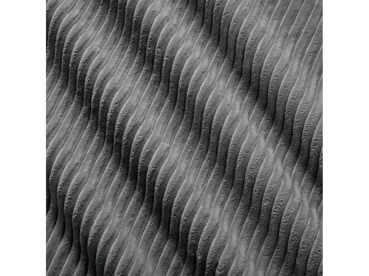 Canapé Panoramique d'Angle en Velours Côtelé Gris 3 Places - OKWISH