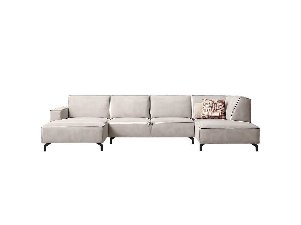 Canapé Panoramique en U en Tissu Beige - RIVOLI