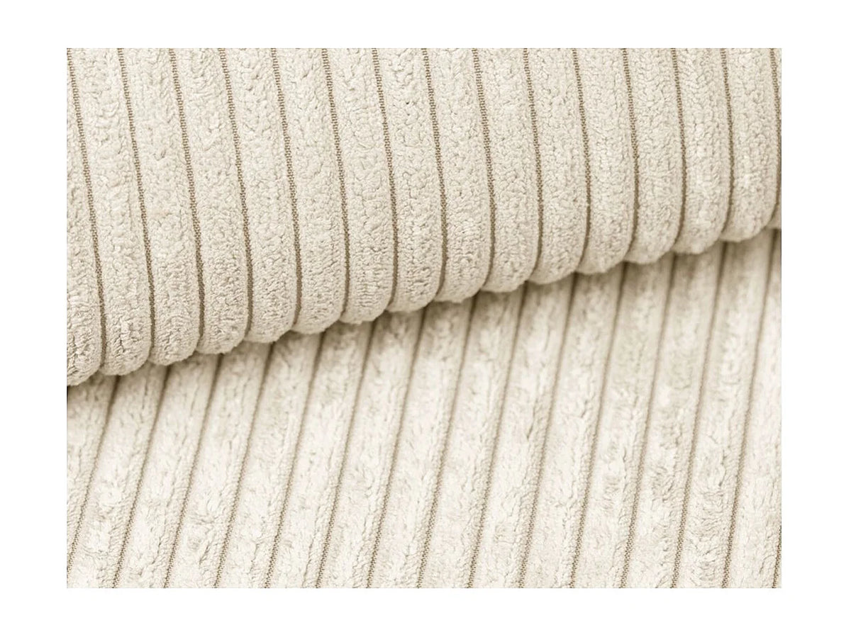 Canapé Panoramique d'Angle Convertible avec Coffre en Velours Beige 6 Places - MARIA
