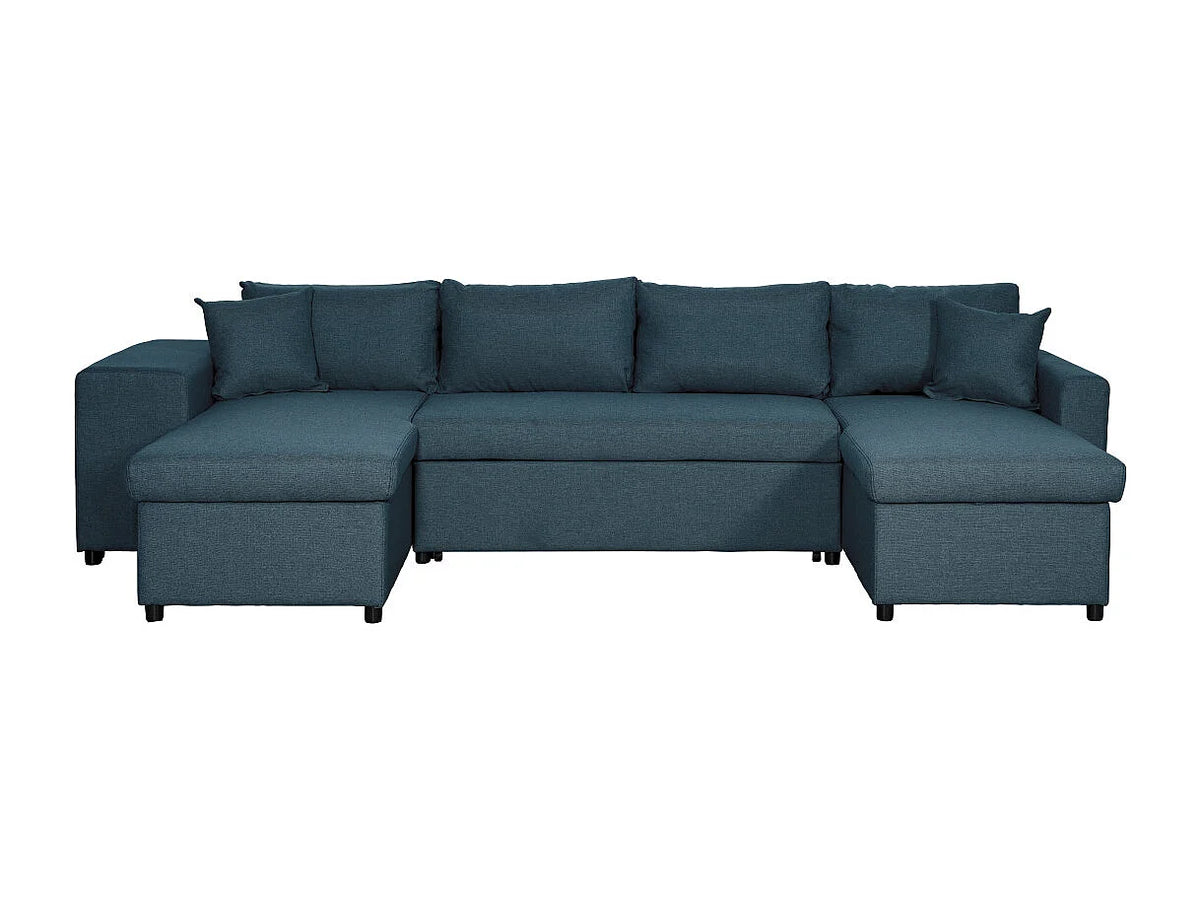 Canapé Panoramique d'Angle Convertible en Tissu Bleu 8 Places - OSLO