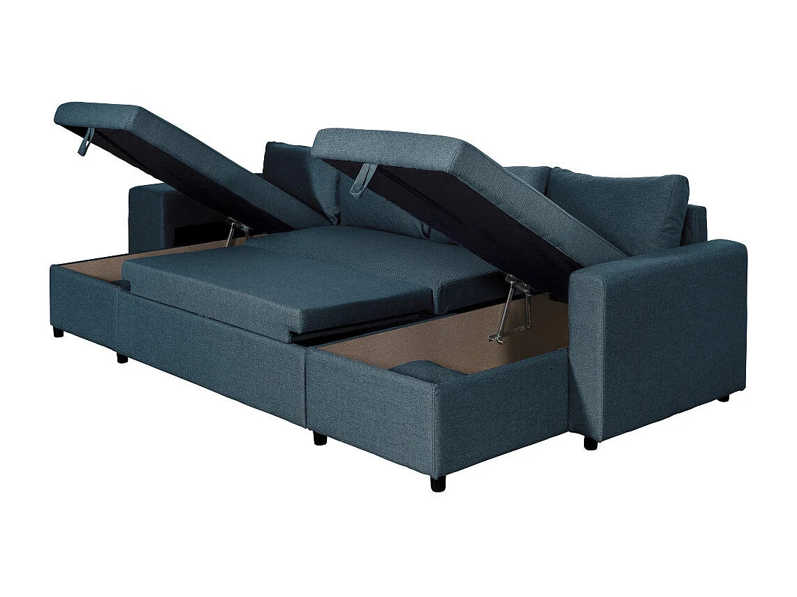 Canapé Panoramique d'Angle Convertible en Tissu Bleu 8 Places - OSLO