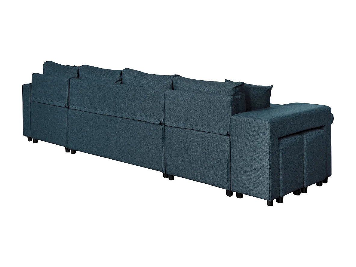 Canapé Panoramique d'Angle Convertible en Tissu Bleu 8 Places - OSLO