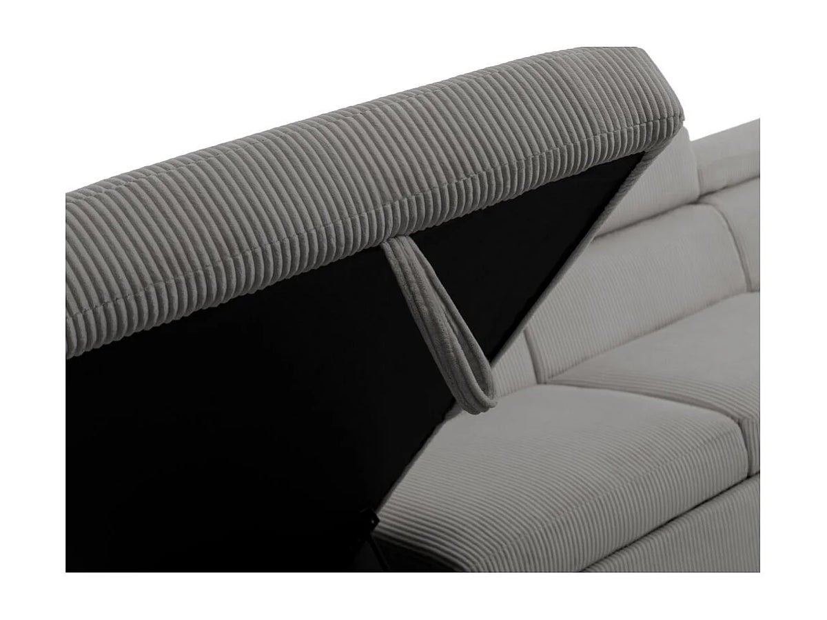 Canapé Panoramique d'Angle Convertible avec Coffre en Velours Gris 6 Places - PAOLA
