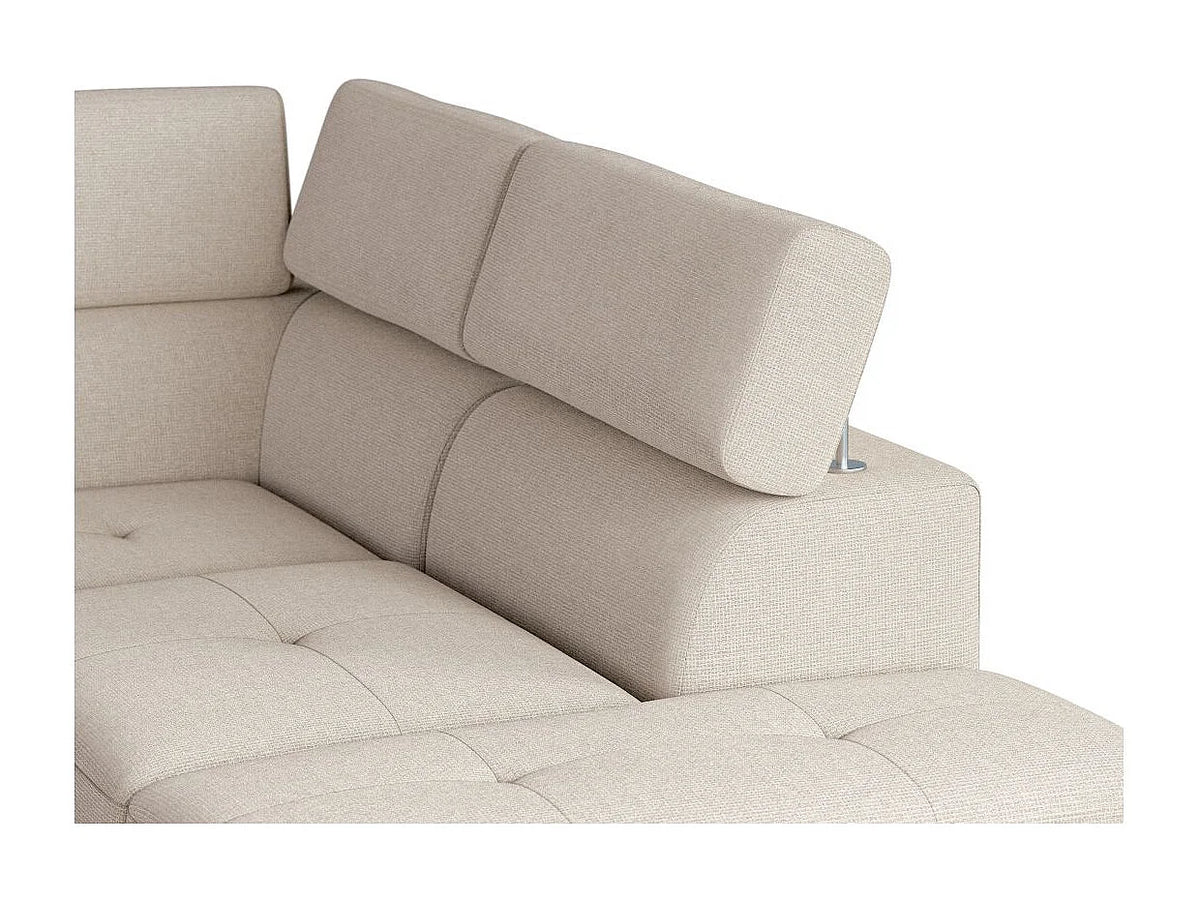Canapé Panoramique d'Angle Convertible avec Coffre en Éco-cuir Beige 6 Places - PAOLA