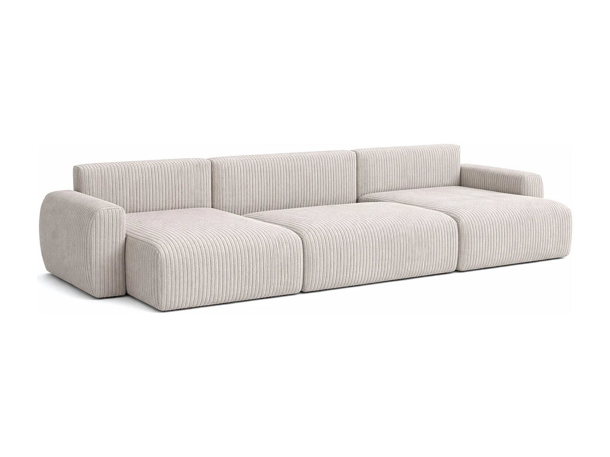 Canapé Panoramique d'Angle XXL Convertible avec Coffre en Tissu Beige 6 Places - ARIEL