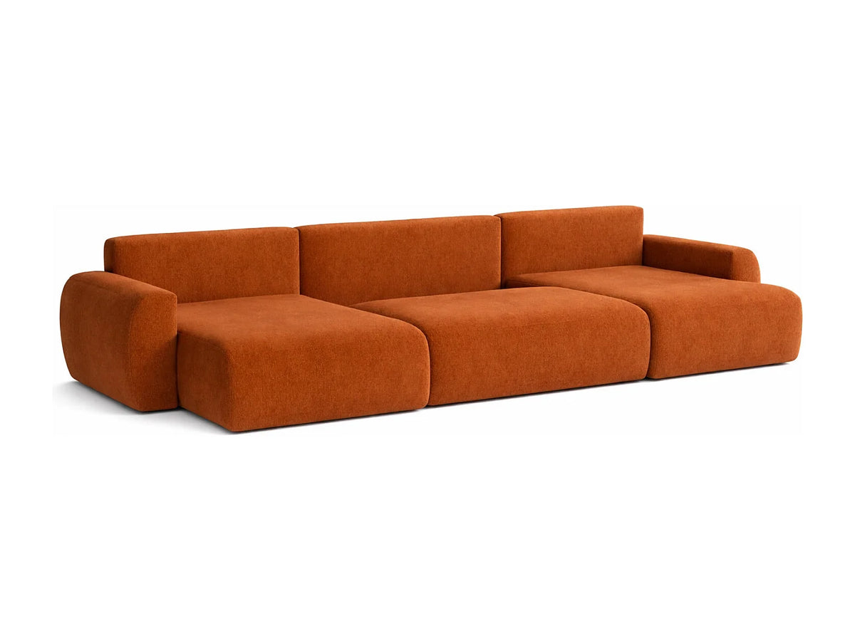 Canapé Panoramique d'Angle XXL Convertible en Velours Marron 6 Places - ARIEL