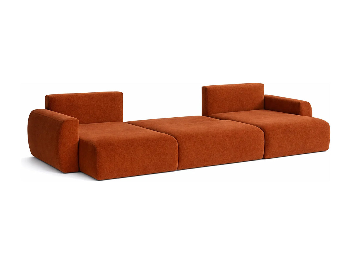 Canapé Panoramique d'Angle XXL Convertible en Velours Marron 6 Places - ARIEL
