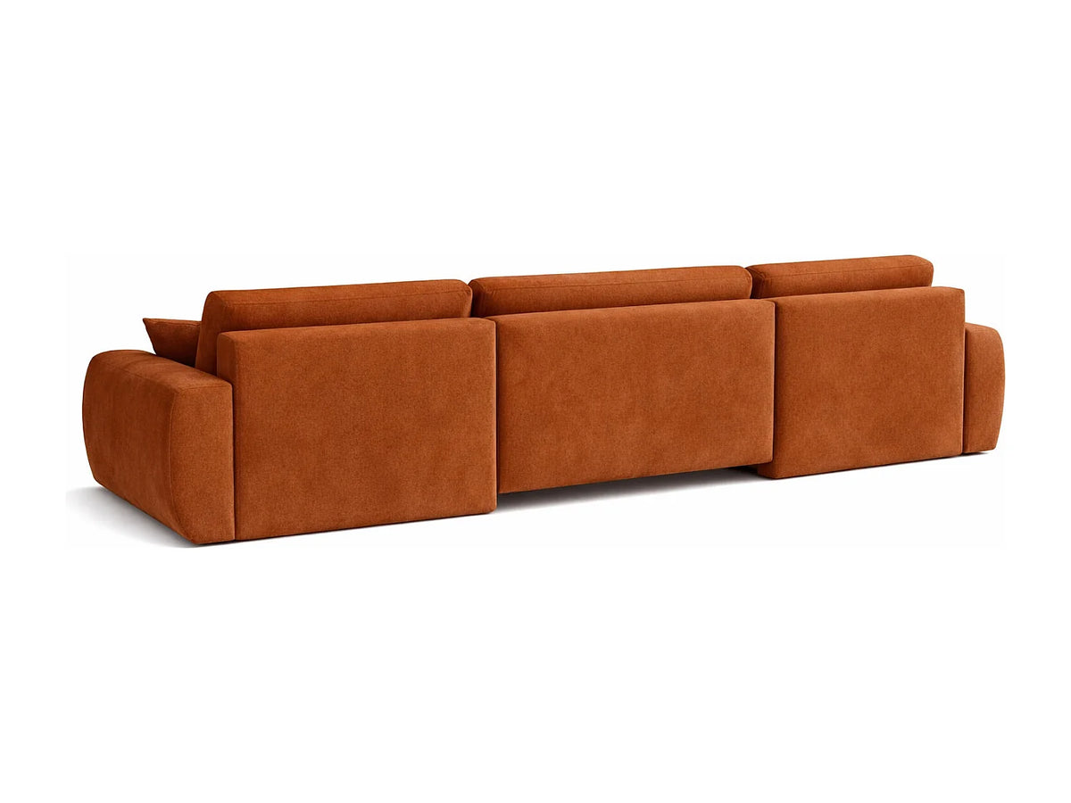 Canapé Panoramique d'Angle XXL Convertible en Velours Marron 6 Places - ARIEL