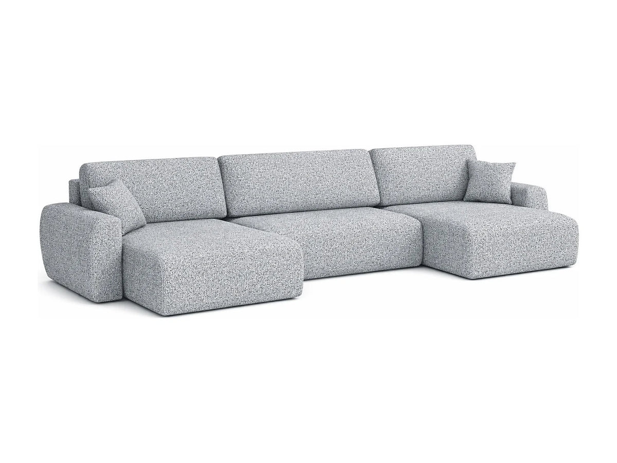 Canapé Panoramique d'Angle XXL Convertible en Chenille Gris clair 6 Places - ARIEL