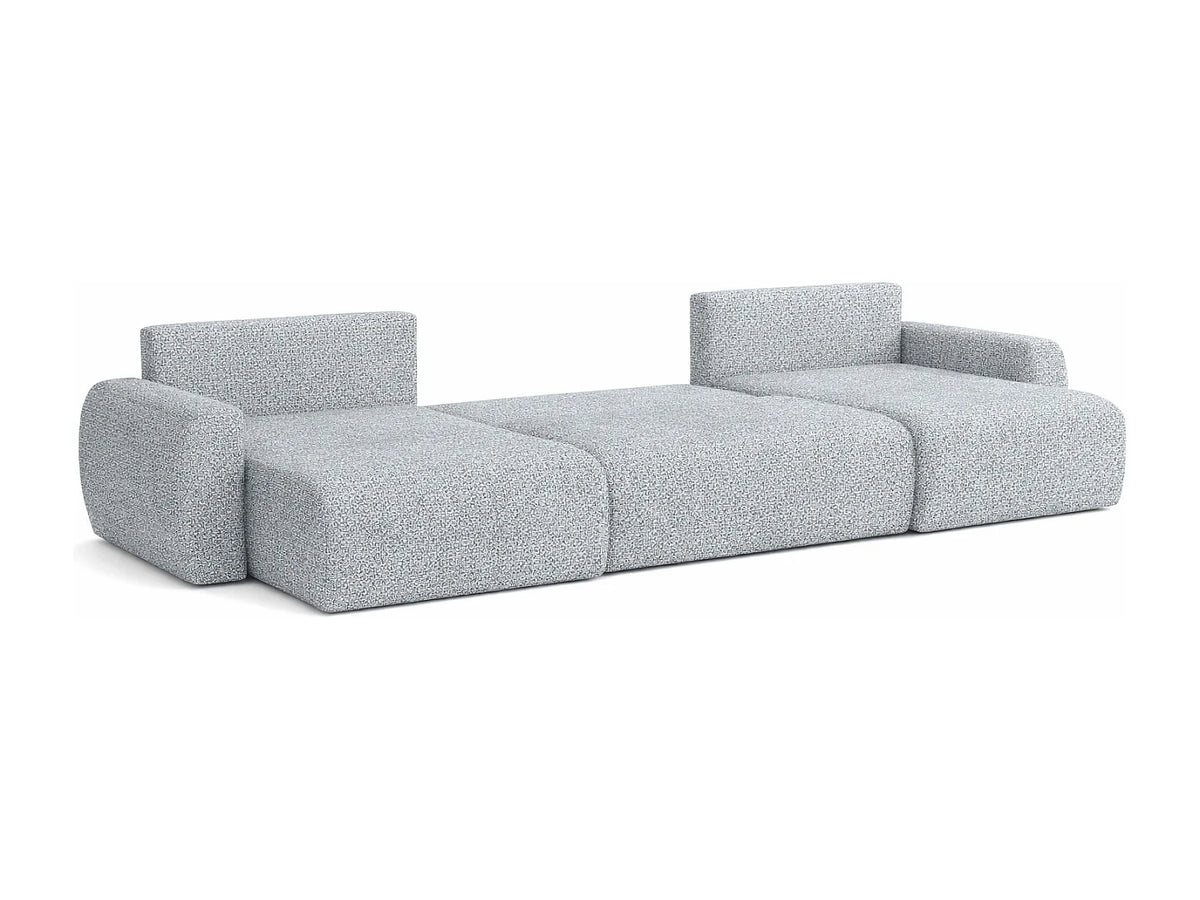 Canapé Panoramique d'Angle XXL Convertible en Chenille Gris clair 6 Places - ARIEL